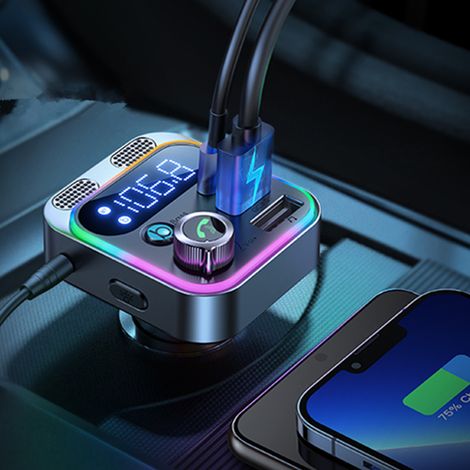 Bluetooth-FM-Transmitter, Kfz-Ladegerät, Zigarettenanzünderbuchse, Dual-USB-Adapter