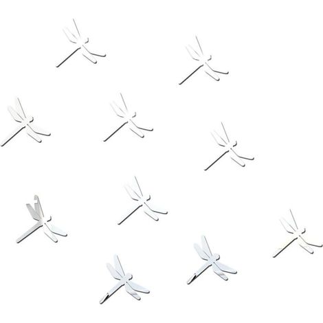 10 Pièces Stickers Muraux Miroir Libellule Autocollants Miroir Adhésif Géométriques en Acrylique Décoration Murale Amovible pour Salon Chambre Mur TV Et Maison (1/5)