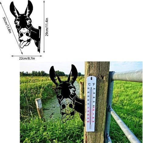 Ornements De Jardin D'Âne en Métal pour Clôtures Décorations en Plein Air Maison Âne Animaux Jardin Décor Sculptures Rouillé Fonte Silhouettes Arbre Cour Mur Art Cadeau DonkeyC (1/4)