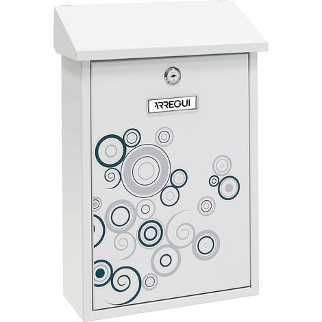 ARREGUI Premium E5606 Buzon Individual de Acero con serigrafia decorativa "Spark", tamaño M (DIN A4), blanco