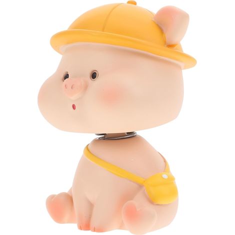Décoration Adorable de Cochon en Résine à Tête Tremblante pour Voiture et Café, Ornement Créatif Rose comme Accessoire Photo ou Décor de Table (1/5)