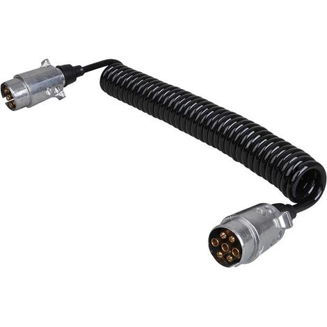Cable espiral de 4 5M con 2x enchufe met lico de 7 pines
