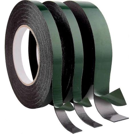 Lot de 3 rouleaux de ruban adhésif double face, imperméables et ultra-résistants, de 10 m chacun. (1/5)
