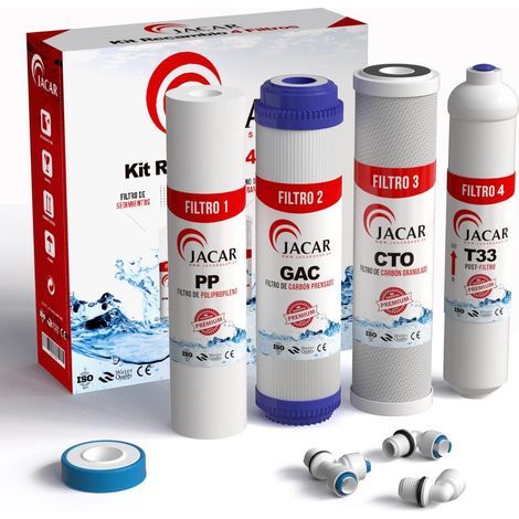 4er-Pack Umkehrosmosefilter, Kokosnusskohle, 5 µm Sedimentfilter, 5-Stufen-System, für die Küche (1/5)