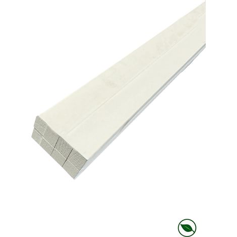 Lot de 8 tasseaux sapin du Nord prépeints blanc 2400 x 21 x 21 mm FSC (1/2)
