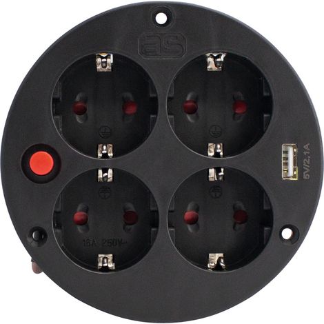 insert de prises pour enrouleur de câble, 4 prises avec terre, port USB, intérieur IP20, interrupteur thermique, 230 V 16 A (1/5)