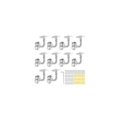 Support de Rampe Main Courante Acier Inoxydable - Lot de 10 Pièces, Fixation Murale pour Escalier et Rampes