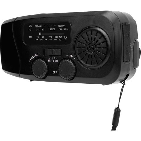AUNMAS Radio à Manivelle d'urgence, Radio Météo Solaire AM FM WB avec Lampe de Poche LED Portable pour Camping Extérieur Intérieur Randonnée (1/5)