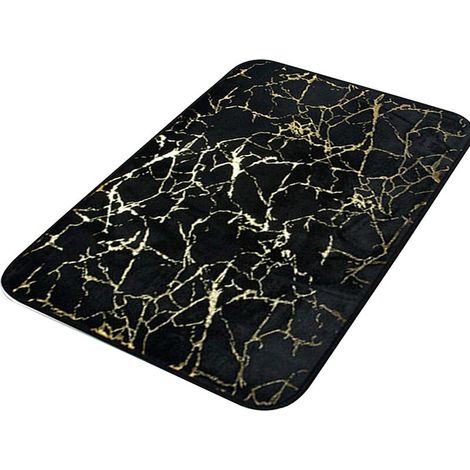 Faderr marbre texturé tapis de bain séchage rapide antidérapant rectangle Polyester tapis de bain pour salle de bain cuisine chambre noir