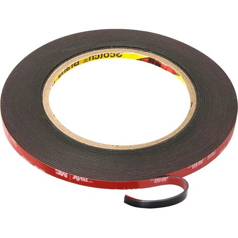 3M Ruban Adhésif Double Face Extra Fort 3m x 6mm Noir Étanche Résistance à haute température pour intérieur & extérieur, 2 pièces (1/5)