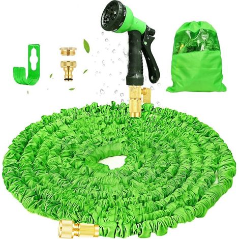 Tuyau d'arrosage Extensible 15M/50FT Tuyau Arrosage de Jardin Tuyau Flexible Rétractable avec Pistolet à 8 Fonctions pour Jardinage,Laver la Voiture,Arroser,Baigner Animal etc(Vert)