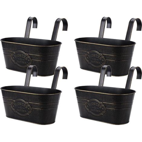 Jardinière Suspendue - Métal Inoxydable - Trous de Drainage - Usage Intérieur Extérieur - Lot de 4 (1/5)
