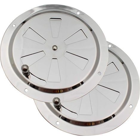 Grille de ventilation ronde. 125 mm. en acier inoxydable. avec moustiquaire intégrée pour conduit d'aération et entrée d'air. Volets réglables et moustiquaire incluse. (1/5)
