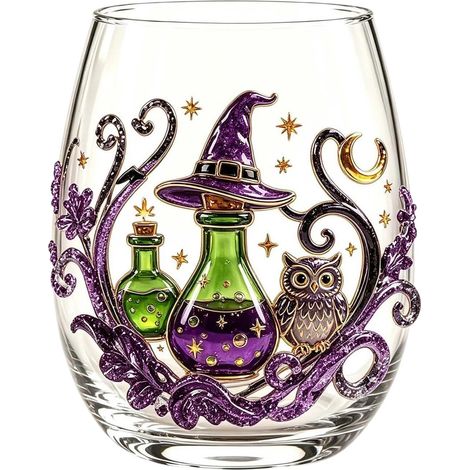 Mundgeblasenes Whiskyglas, Halloween-Design (1/2)