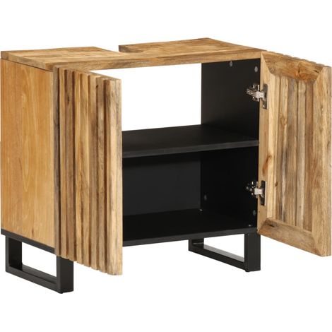 Armoire lavabo de salle de bain 62x34x58cm manguier massif brut