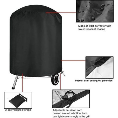 Housse de barbecue ronde étanche pour Weber Char-Grill Akorn Kamado - Noir (1/4)