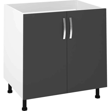 Mueble cocina fregadero 2 puertas en gris parís, 83 cm(alto)80 cm(ancho)58 cm(largo)