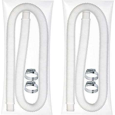 Tuyau d'aspiration de piscine 32 mm – Longueur 1,5 m – 2 tuyaux souples avec 4 pinces métalliques – Compatible avec pompes 330/530/1000 GPH (1/4)