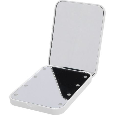 Miroir de maquillage compact LED avec lumière, grossissement double face, portable et éclairé, idéal pour les voyages. (1/5)