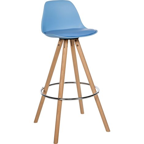 Barhocker Corbin Kunstleder Rund blau natura (1/5)