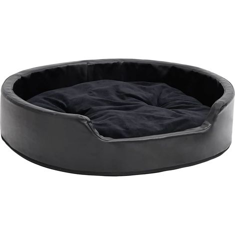 vidaXL Cama para perros felpa y cuero sintético negra 79x70x19 cm (1/2)