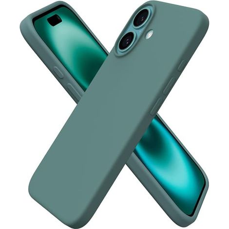 Coque en silicone premium pour iPhone 16, vert foncé (1/5)