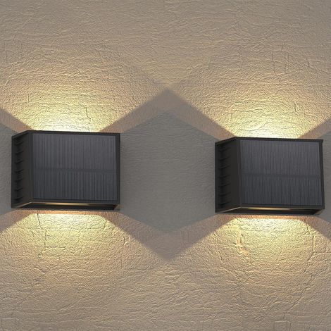 Applique Murale Extérieur 2 Pièces, Étanche/Vintage/Réglable Haut & Bas Applique Murale Solaire avec Angle Faisceau pour Jardin Mur Clôture (1/5)