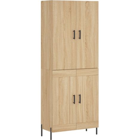 Buffet，Bahut，Meuble de Rangement haut Chêne sonoma 69,5x34x180 cm Bois d'ingénierie CFW66551 (1/5)