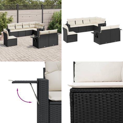 8-tlg. Garten-Sofagarnitur mit Kissen Schwarz Poly Rattan - Gartengestell - Gartenmöbel Set - PE-Rattan Möbel - Outdoor Lounge - Gartenlounge - Home & Living (1/5)