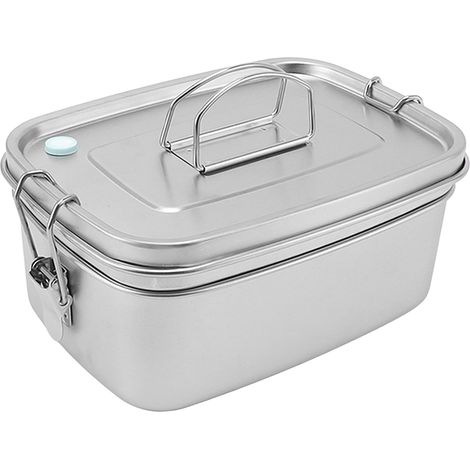 Boîte à lunch double paroi en acier inoxydable, format bento portable de 1,5 litre, idéale pour les étudiants, les employés de bureau, les pique-niques et le camping. (1/5)