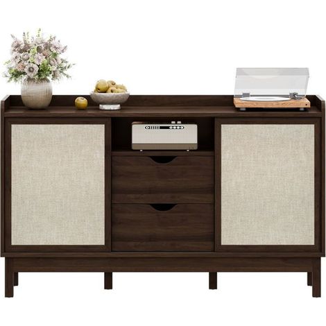 Buffet portes coulissantes double tiroirs meuble de rangement multifonctionnel (1/5)