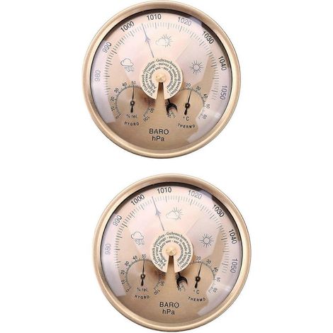 Wandmontierte Heimwetterstation mit 2 Barometern, Thermometern und Hygrometern (1/5)