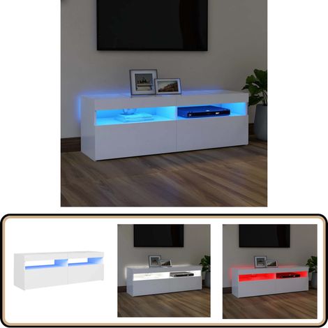 Meuble TV avec lumières LED blanc 120x35x40 cm - Meuble Tv - Meuble Téléviseur - Armoire Tv - Télévision Murale - Support Tv (1/5)