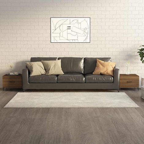 vidaXL Coffee Tables with Metal Legs 2 pcs Brown Oak 50x50x40 cm (1/5)