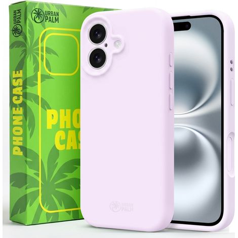 Funda de silicona UrbanPalm para iPhone 16 con MagSafe, color morado lila. (1/5)