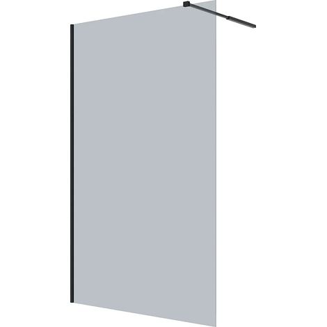 Vente-Unique – Paroi de douche à l'italienne 120x200 cm – Verre trempé fumé 6 mm – Barre de stabilisation ajustable incluse – Réversible (1/4)