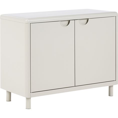 Aparador moderno de 2 puertas para oficina en casa con 2 estantes de acero beige Korvo