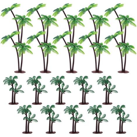 Pair 20 Pièces Modèle de Paysage Palmiers Miniatures 14/8.5 cm Palmiers Modèle Cocotier Mini en Plastique Palmier pour DIY Paysage Table de Sable Jardins Miniatures Décoration de Gâteaux (1/5)