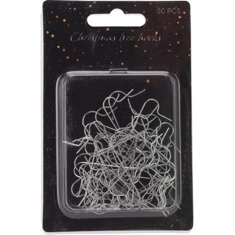 50 GANCI PER ALBERO DI NATALE IN METALLO COLORE ARGENTO 3CM