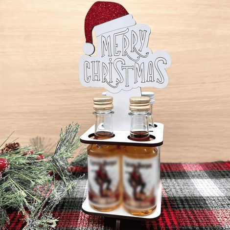 Personalisierter Miniatur-Weihnachtsflaschenhalter aus Holz (1/5)