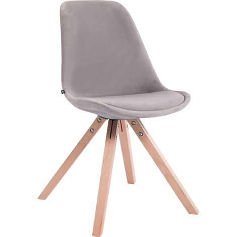 Chaise de salle à manger design scandinave en velours gris et pieds en bois clair forme carré 100003439