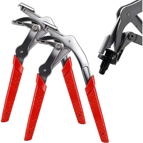 Retirez les fixations en plastique et les goupilles sans les abîmer grâce à une pince professionnelle pour garnitures de porte ou panneaux, idéale pour le démontage automobile, rouge, voiture (1/5)