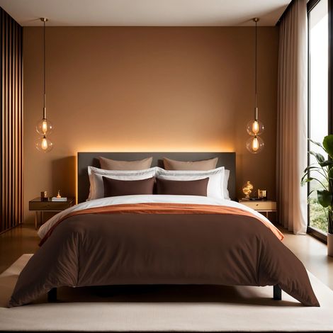 Housse de Couette Simple Ranforce, Marron foncé, 135 x 200 cm, 100% Coton, Nombre de Fils 155, Fermeture à Bouton, Lavable en Machine à 30 °C, Douce et Durable (1/5)