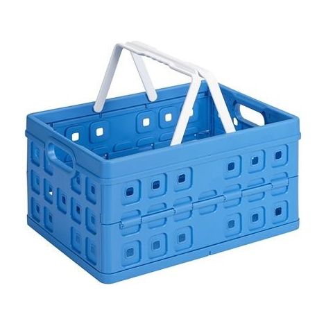 Sunware Klappbox Square 32 L blau/weiß Einkaufsbox Einkaufskorb mit Griffen (1/2)