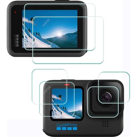 Protector de pantalla para GoPro Hero12, Hero10, Hero 11, Hero 12, 10, 11 + protector de lente de vidrio templado, 0,3 mm, dureza 9H, antiarañazos, antihuellas, antiburbujas - Paquete de 6 (1/5)