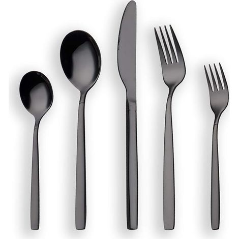 ensemble de couverts, argenterie, service pour 6 (noir brillant) (1/5)