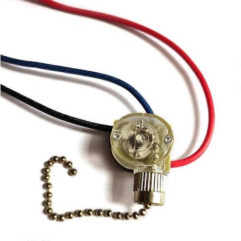 Interrupteur à chaînette à billes à 3 fils pour plafonniers, ventilateurs et appliques murales. (1/5)