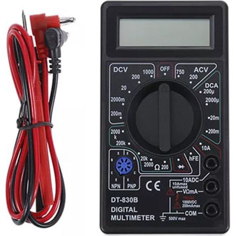 (Noir) Multimètre numérique DT830G, multimètre simple de haute précision (nécessite une pile 9V) (1/2)