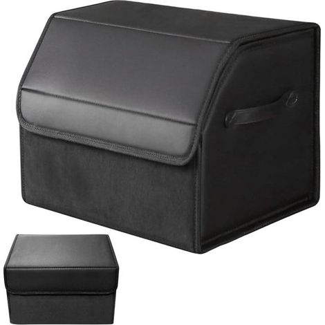 Auto-Aufbewahrungsbox 38 x 31 x 30 cm mit Deckel - Faltbare Aufbewahrungsbox aus Leder mit rutschfestem Klettverschluss und Griff, geeignet für SUVs, Limousinen und Wohnmobile.