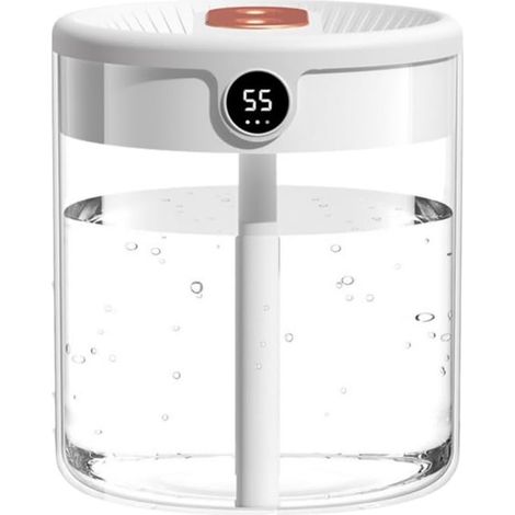 Umidificatore - Umidificatore per camera da letto - Umidificatore USB con luce notturna - Display digitale - Due ugelli - Uso domestico - Ultra silenzioso - Spegnimento automatico - Adatto per uso int